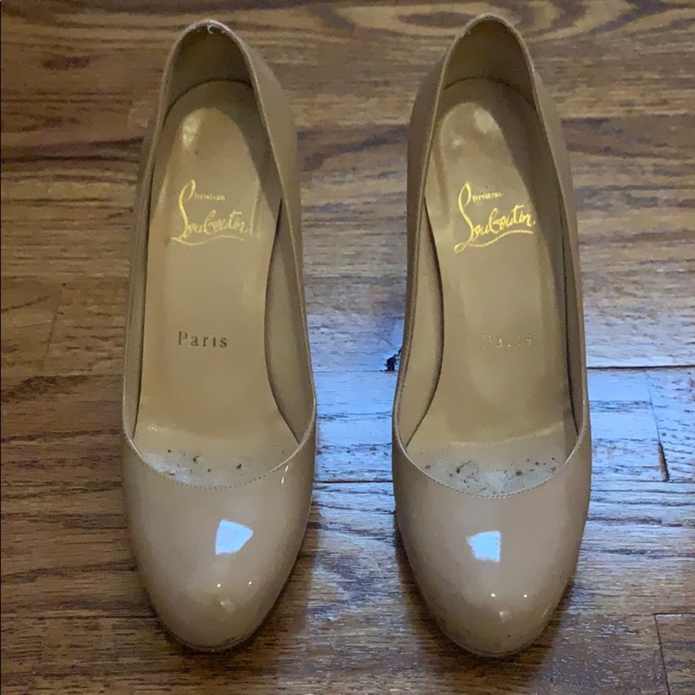 Christian Louboutin Nude Patent Leather Pumps